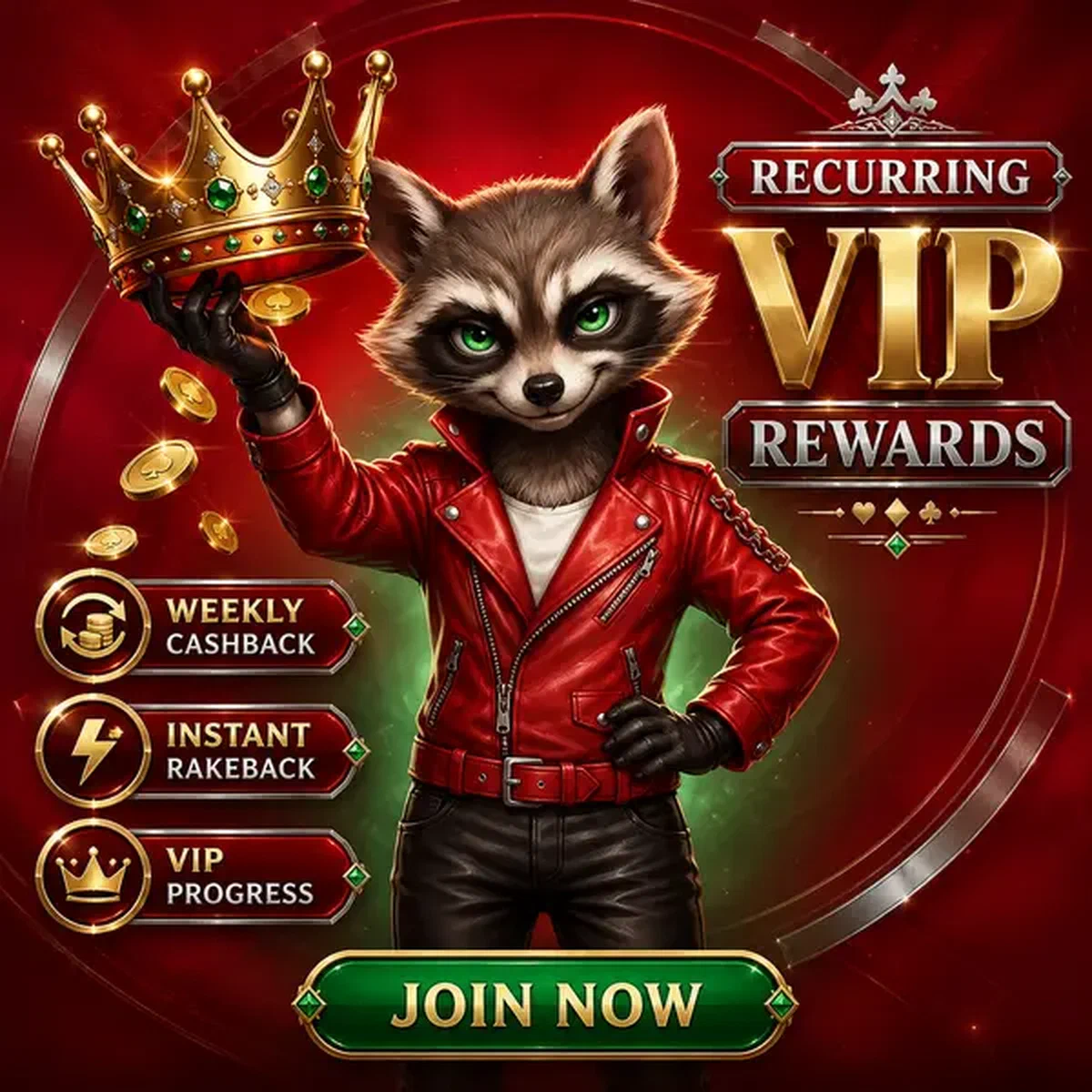 Antropomorfe wasbeer met gouden kroon viert no deposit bonusbeloningen bij Rocky Spin Casino
