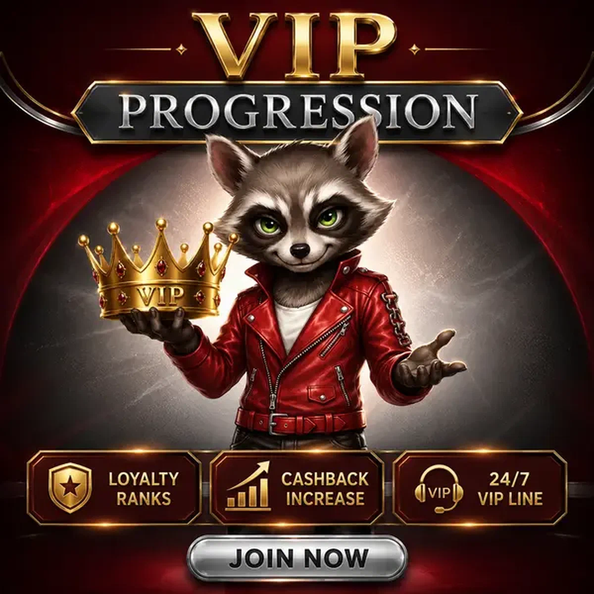 Antropomorfe wasbeer presenteert gouden kroon bij VIP Progression aanmeldingsportaal
